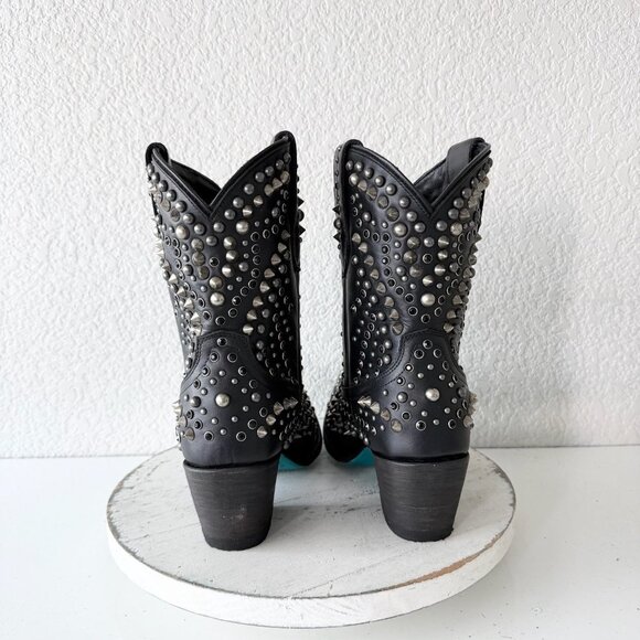Lane DOLLY Womens Cowboy Bootie 8 Black Bling Western Cowgirl Short Ankle Boots - Picture 3 of 11